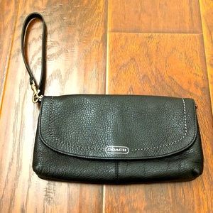 COACH black leather wristlet